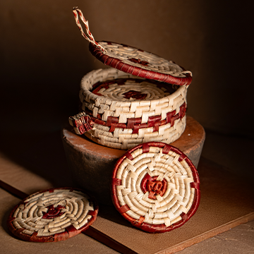 Woven Palm Leaf Trinket Set